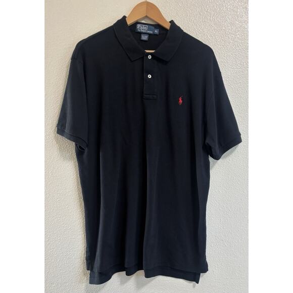 Polo Ralph Lauren Polo Shirt Mens XL Black Short Sleeve Embroidered Red Pony - Picture 1 of 3